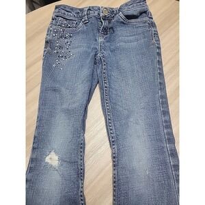 Limited Too Girls Boot Cut Gemstones Streetcore Blue Jeans Sz 8